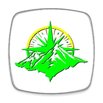 Compass With Mountain Silhouette - Square fridge magnet - white - Front