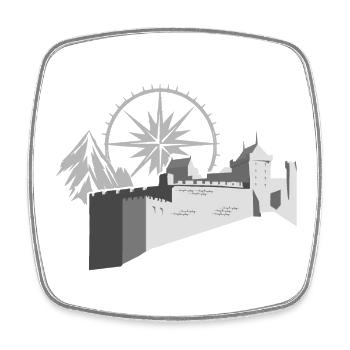 Castle with compass - Square fridge magnet - white - Front