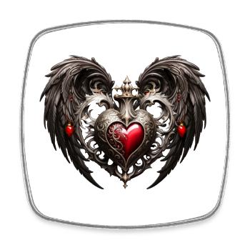 A stunning Gothic heart with elegant wings - Square fridge magnet - white - Front