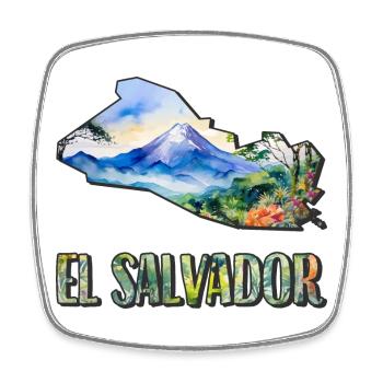 Watercolor Map El Salvador - Square fridge magnet - white - Front