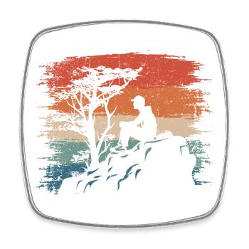 Sunset Cliff Silhouette - Square fridge magnet - white - Front