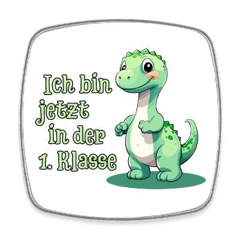 Premier jour d’école avec Baby Dino - Magnet carré - blanc - Devant
