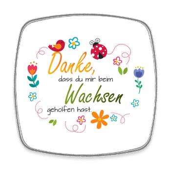 Blumenkranz - bunte Blumen - Vogel - Marienkäfer  - Viereckiger Kühlschrankmagnet - Weiß - Vorne