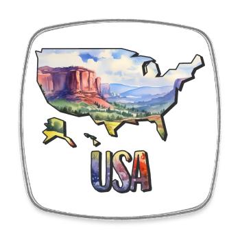 Watercolor Map USA - Square fridge magnet - white - Front