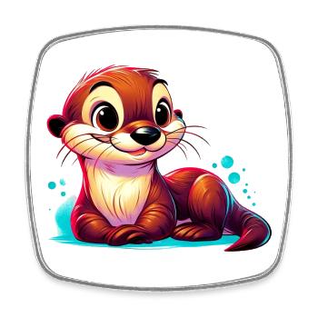 Otter - Viereckiger Kühlschrankmagnet - Weiß - Vorne