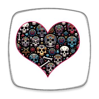 Buntes dekoratives Skullmuster - Viereckiger Kühlschrankmagnet - Weiß - Vorne