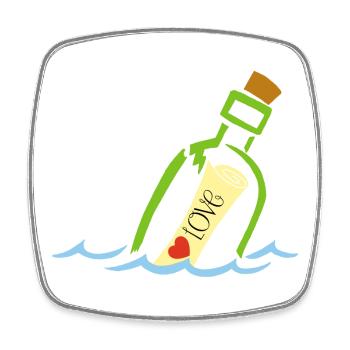 Eine Flasche im Meer - Viereckiger Kühlschrankmagnet - Weiß - Vorne