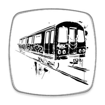 Railway Graphic - Square fridge magnet - white - Front