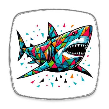 Requin - Magnet carré - blanc - Devant