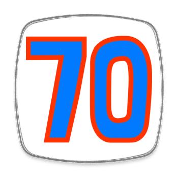 70. 70 ANS. 70e ANNIVERSAIRE. ANNIVERSAIRE 70 ANS. - Magnet carré - blanc - Devant