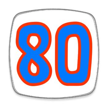 80. 80 ANS. 80e ANNIVERSAIRE. ANNIVERSAIRE 80 ANS. - Magnet carré - blanc - Devant