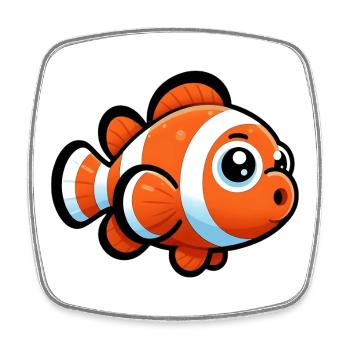 Clownfish - Square fridge magnet - white - Front