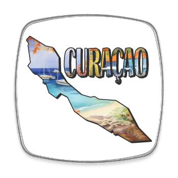 Aquarell Landkarte Curacao - Viereckiger Kühlschrankmagnet - Weiß - Vorne