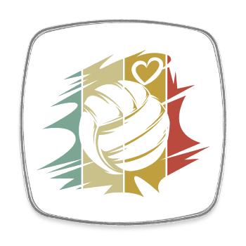 retro volleyball love heart symbol vintage colors - Square fridge magnet - white - Front