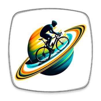 Radfahrer auf Saturn - Viereckiger Kühlschrankmagnet - Weiß - Vorne