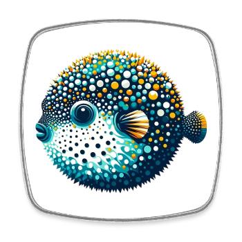 Kugelfisch - Viereckiger Kühlschrankmagnet - Weiß - Vorne