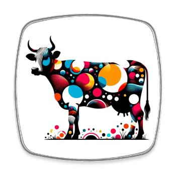 Vache - Magnet carré - blanc - Devant