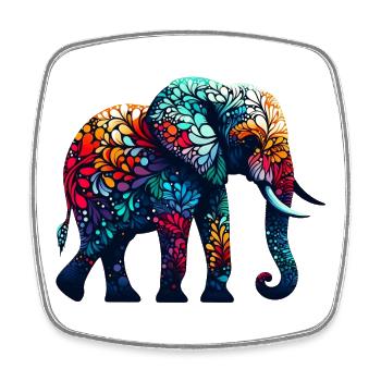 Elephant - Square fridge magnet - white - Front