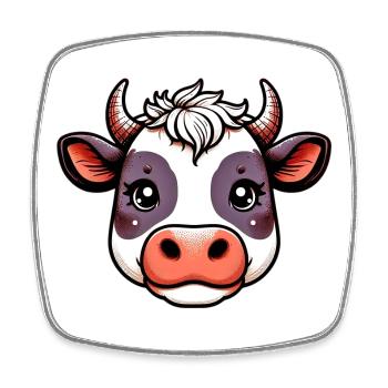 Vache - Magnet carré - blanc - Devant
