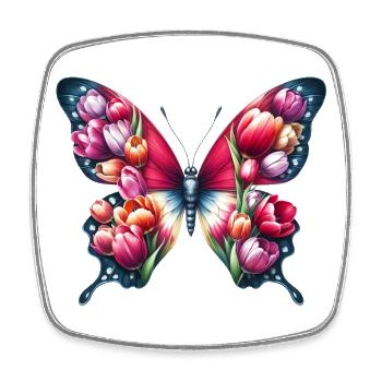 Schmetterling Tulpe Tulpen Holland - Viereckiger Kühlschrankmagnet - Weiß - Vorne