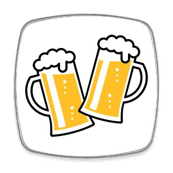 2 Toasting German Beer Steins (Cheers / 2C) - Square fridge magnet - white - Front