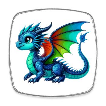 Dragon - Magnet carré - blanc - Devant