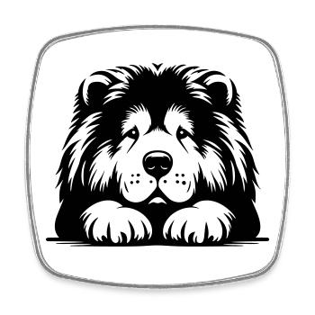 Chow Chow Head with Paws - Square fridge magnet - white - Front
