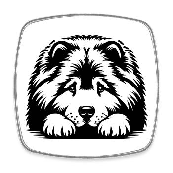 Chow Chow Head with Paws - Square fridge magnet - white - Front