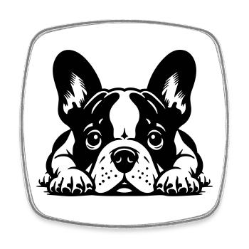 Tête de bouledogue français avec pattes - Magnet carré - blanc - Devant