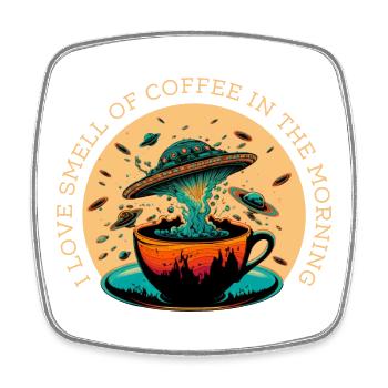 Ich liebe den Geruch Von Kaffee Am Morgen - Viereckiger Kühlschrankmagnet - Weiß - Vorne