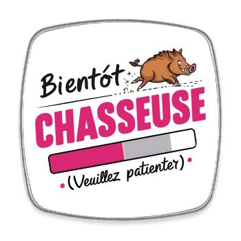 bientôt chasseuse - Magnet carré - blanc - Devant