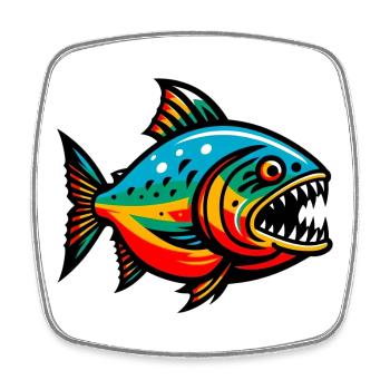 Piranha - Square fridge magnet - white - Front
