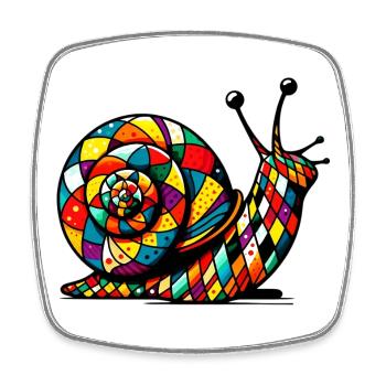 Harlequin Snail - Square fridge magnet - white - Front