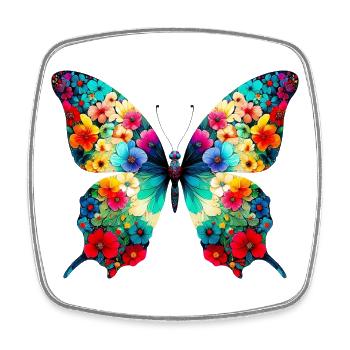 Papillon - Magnet carré - blanc - Devant