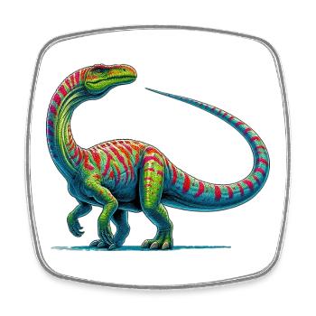 Dinosaurier - Viereckiger Kühlschrankmagnet - Weiß - Vorne
