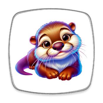 Otter - Square fridge magnet - white - Front