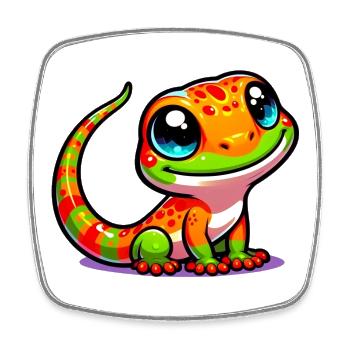 Gecko - Viereckiger Kühlschrankmagnet - Weiß - Vorne