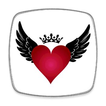 A heart with wings and crown: love that flies - Square fridge magnet - white - Front