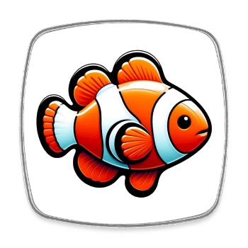 Poisson-clown - Magnet carré - blanc - Devant
