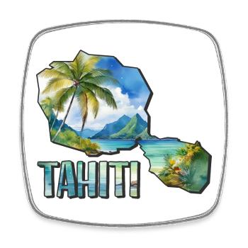 Aquarell Landkarte Tahiti - Viereckiger Kühlschrankmagnet - Weiß - Vorne