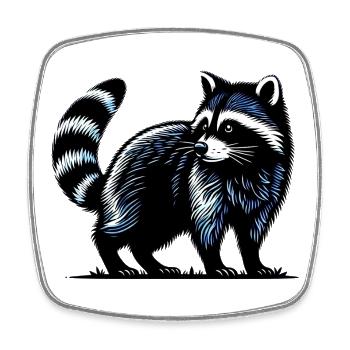 Raccoon - Square fridge magnet - white - Front