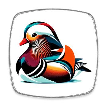 Mandarin duck - Square fridge magnet - white - Front