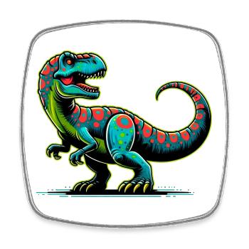 Dinosaurier - Viereckiger Kühlschrankmagnet - Weiß - Vorne