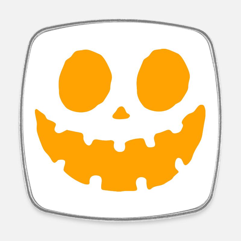 Pumpkin Face Halloween Design - Square fridge magnet - white