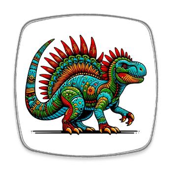 Dinosaure - Magnet carré - blanc - Devant