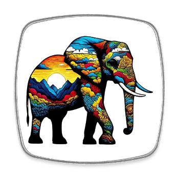 Elefant - Viereckiger Kühlschrankmagnet - Weiß - Vorne