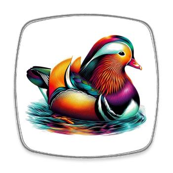 Mandarin duck - Square fridge magnet - white - Front