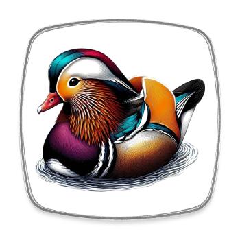 Mandarin duck - Square fridge magnet - white - Front