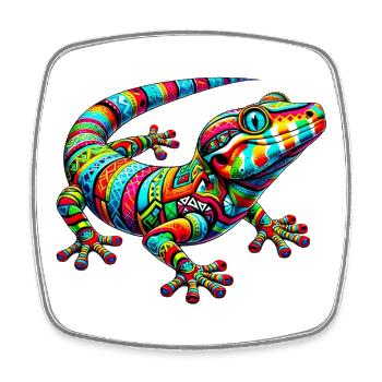 Gecko - Viereckiger Kühlschrankmagnet - Weiß - Vorne