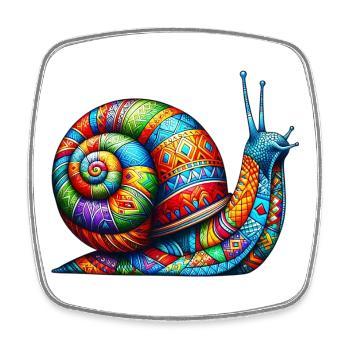 Schnecke - Viereckiger Kühlschrankmagnet - Weiß - Vorne